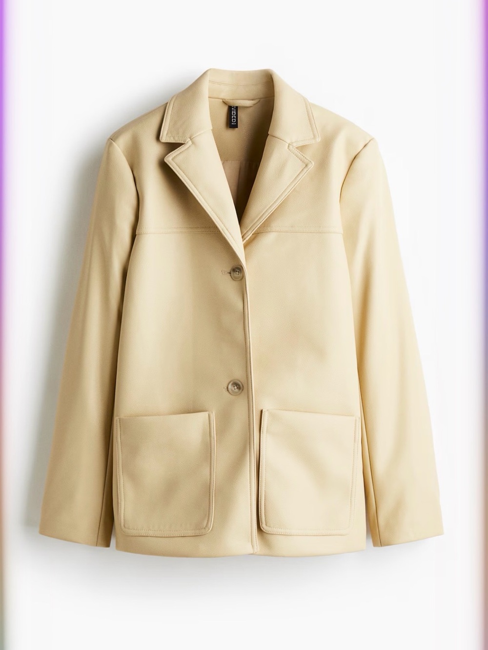 H&M Beige Leather Button-Front Jacket